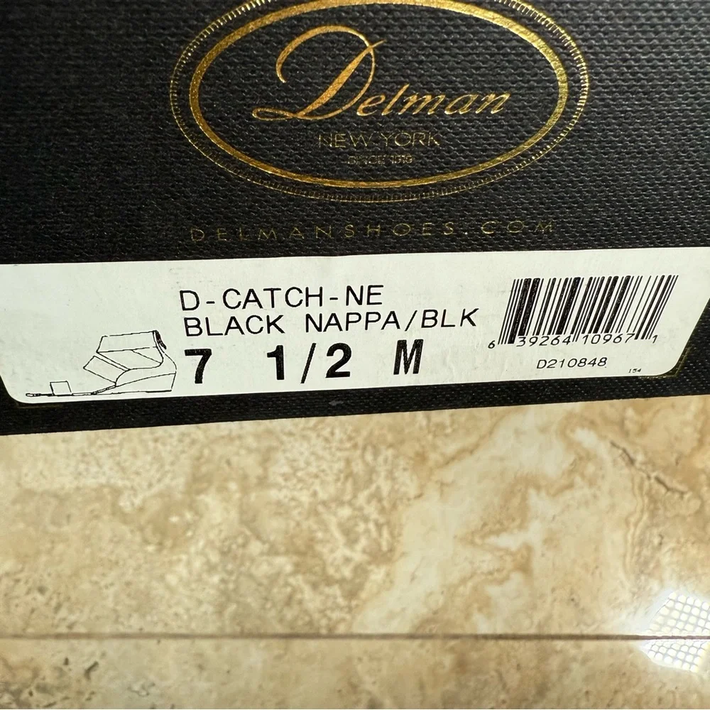 Delman D-Catch Black Nappa Leather Strappy Wedge Sandals Women’s 7.5M